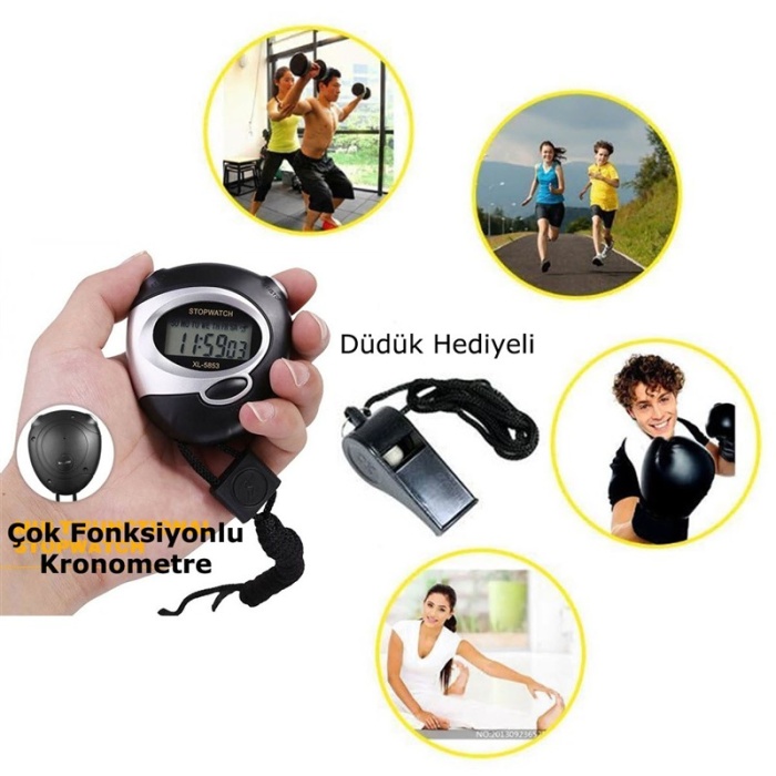 Su Geçirmez Spor Sayaç Zamanlayıcı Dijital Kronometre Düdük Hediye