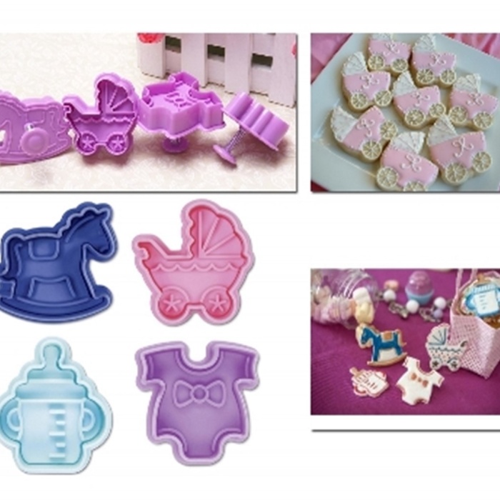 Plastik Basmatik Kurabiye Kalıbı Baby Shower Asorti