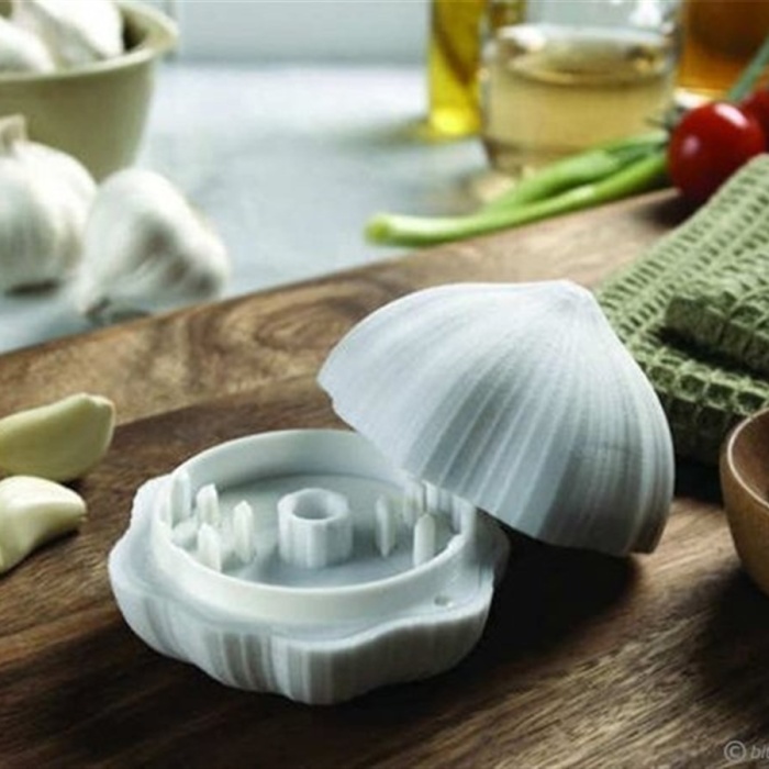Sarımsak Şeklinde Plastik Sarımsak Ezici Rondo ve Saklama Kabı