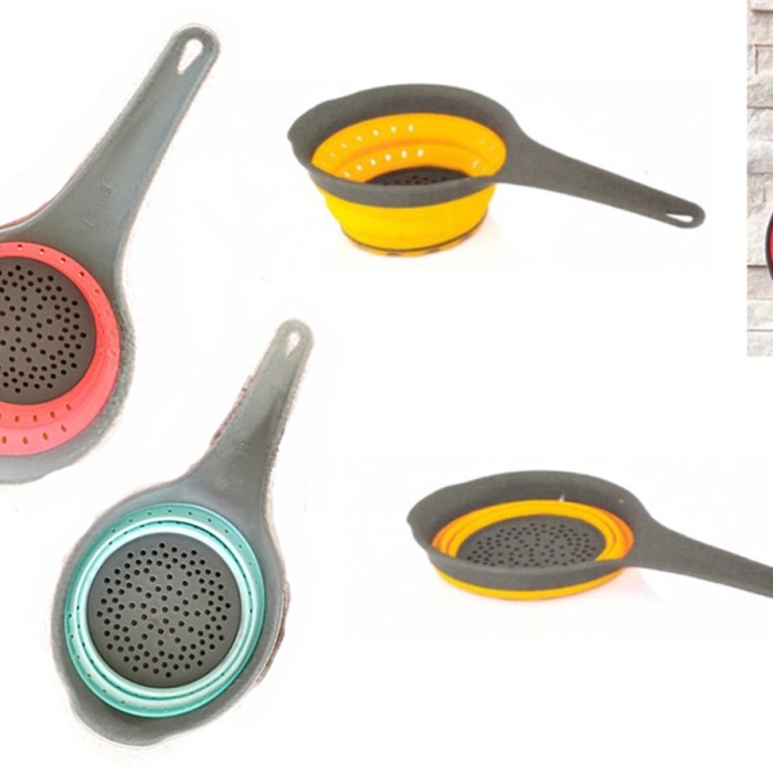 Saplı Silikon Katlanabilir Plastik Katlı Süzgeç Asorti