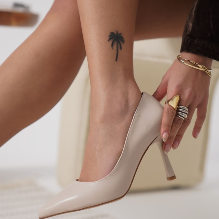 Zelena Kadın Mat Bej Stiletto