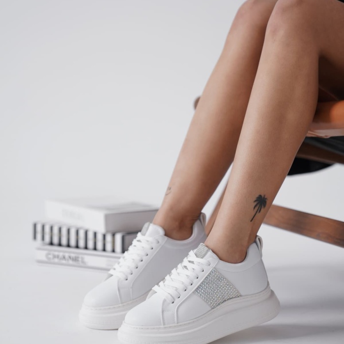 Belinda Beyaz Taşlı Kadın Sneaker