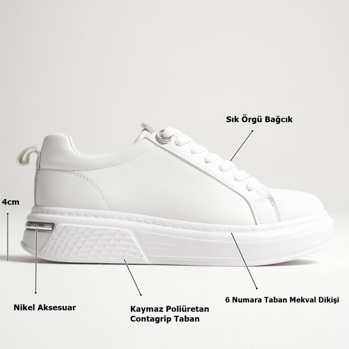 Liza Kadın Şık Günlük Beyaz Sneaker