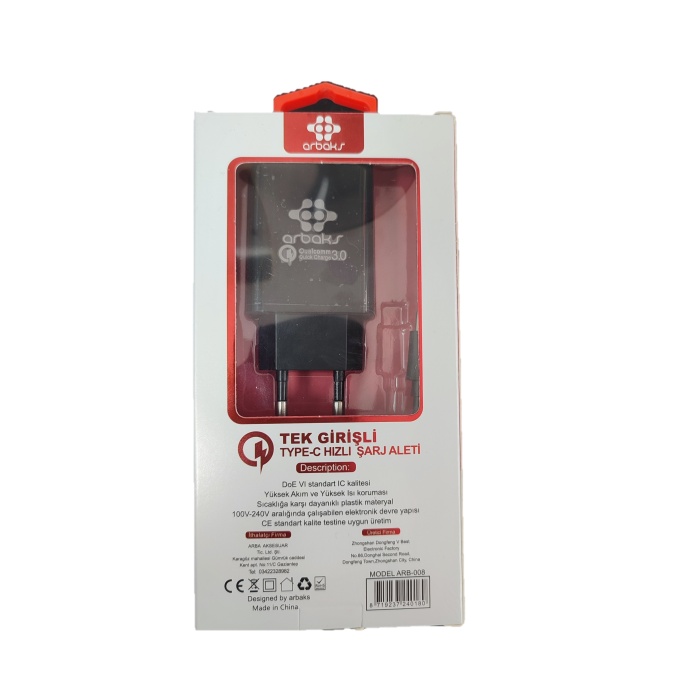 Arbaks Arb-008 1 Çıkışlı 4.1 A Type-c Kablo + Şarj Aleti Kablo Dahil