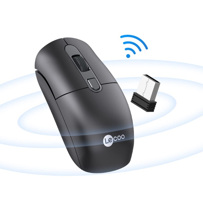 Lenovo Lecoo M2001 Kablosuz Optik 1600DPI 4 Tuşlu Mouse Siyah