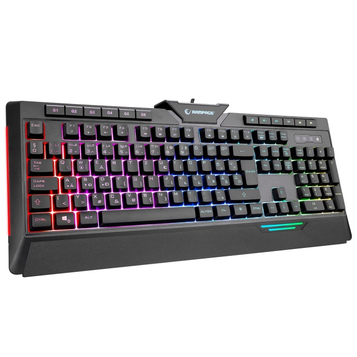 Rampage RAPIDO PLUS Semi Mechanical Sese Duyarlı Rainbow Işıklı Makrolu Hungarian Layout Gaming Klavye
