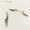 İşlemeli Bıçak Kolye ve Küpe Gümüş Set (BG-SET-019)