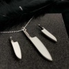 Bıçak Kolye ve Küpe Gümüş Set (BG-SET-014)