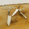 Bıçak Kolye ve Küpe Gümüş Set (BG-SET-014)
