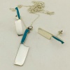 Mineli Satır Kolye ve Küpe Gümüş Set (BG-SET-011)