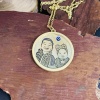 Çerçeveli -Kazıma- Nazar Boncuklu ve Resimli Gümüş Kolye (BG-KLY-593)
