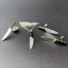 3D Bıçak Kolye, Çift Küpe ve Rozet içeren Şeflere Özel Gümüş Set (BG-SET-047)