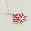 Renkli Mineli Lotus Çiçeği Desenli Gümüş Kolye (BG-KLY-079)