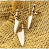 Gümüş Çift Yivli Bıçak Kolye ve Çift Küpe Set (BG-SET-052)