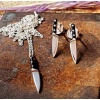 Gümüş Mineli Küçük Bıçak Kolye ve Çift Küpe Set (BG-SET-057)