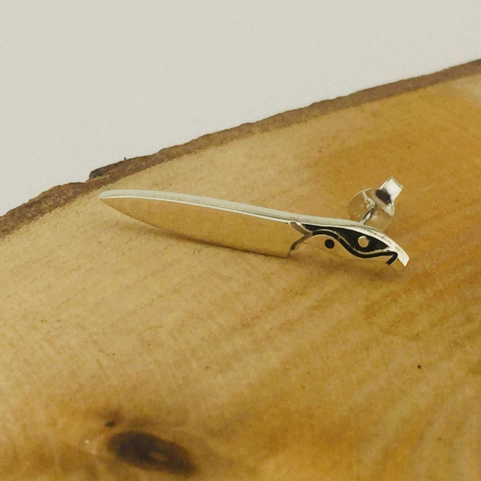 Ying Yang Gümüş Bıçak Tek Küpe | 0,3 cm x 3cm (BG-KP-106)