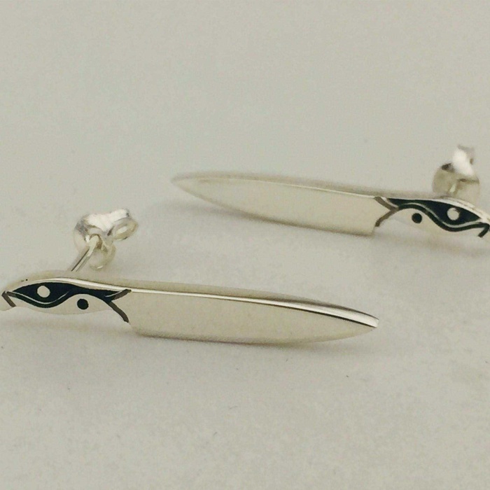 Ying Yang Gümüş Bıçak Küpe | 0,3 cm x 3cm (BG-KP-105)