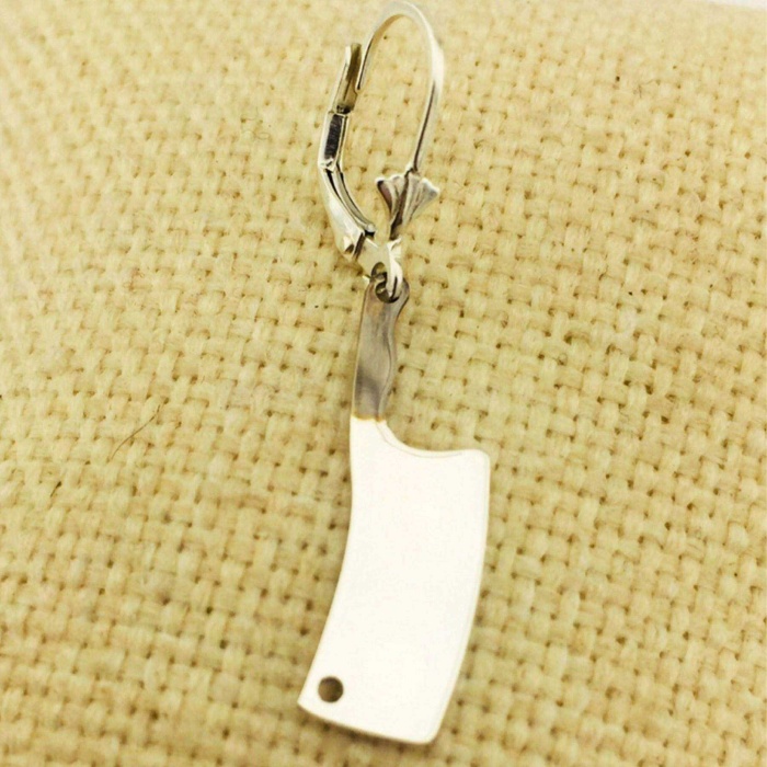 Sallantılı Gümüş Satır Tek Küpe | 0,8 cm x 2,3cm  (BG-KP-037)