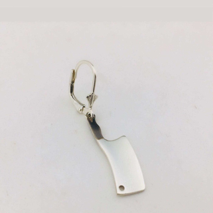 Sallantılı Gümüş Satır Tek Küpe | 0,8 cm x 2,3cm  (BG-KP-037)