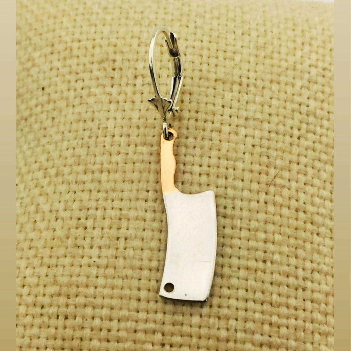 Sallantılı Gümüş Satır Tek Küpe | 0,8 cm x 2,3cm  (BG-KP-037)