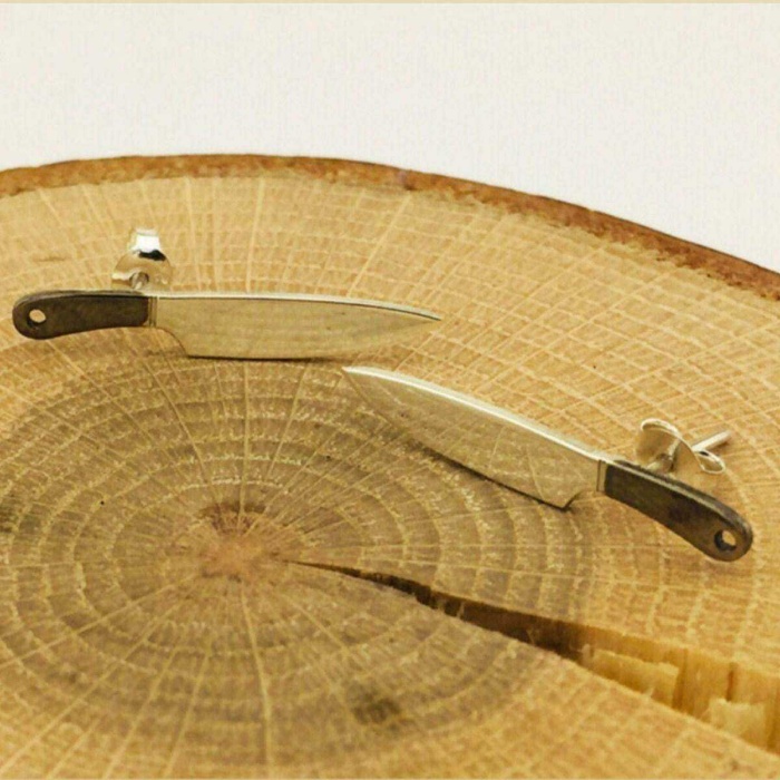 Gümüş Çift Bıçak Küpe (BG-KP-033)
