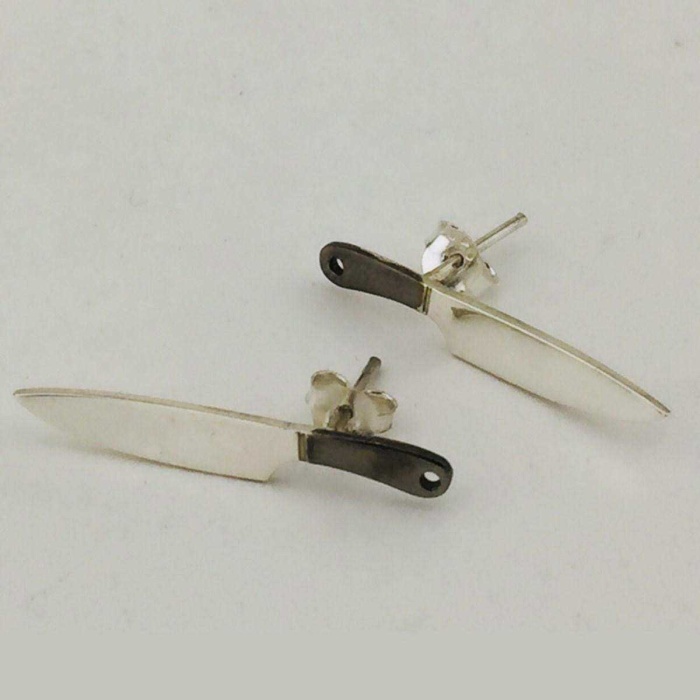 Gümüş Çift Bıçak Küpe (BG-KP-033)