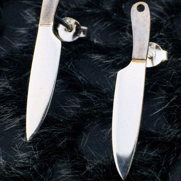 Gümüş Çift Bıçak Küpe (BG-KP-033)
