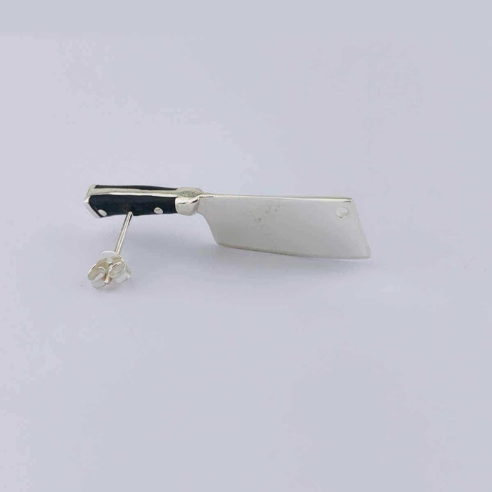 3D Satır Tek Gümüş Şef Küpesi (BG-KP-153)