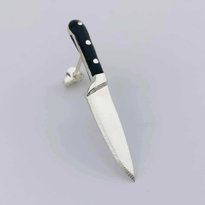 3D Bıçak Tek Gümüş Şef Küpesi (BG-KP-155)