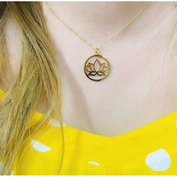 Gümüş Lotus Çiçeği Kolye (BG-KLY-678)