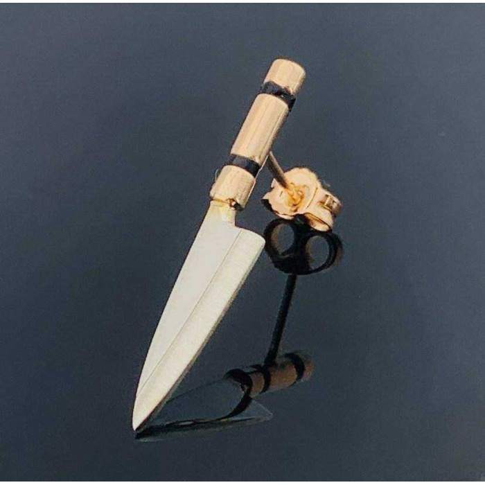 Gümüş Çift Yivli Bıçak Tek Küpe (BG-KP-179)