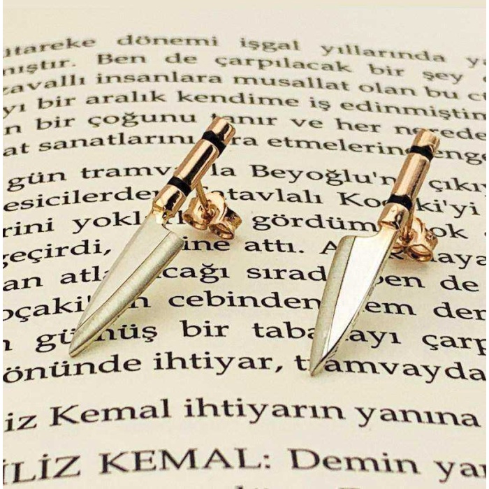 Gümüş Çift Yivli Bıçak Çift Küpe (BG-KP-180)