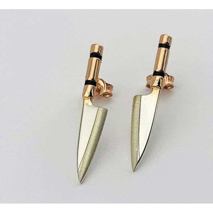 Gümüş Çift Yivli Bıçak Çift Küpe (BG-KP-180)