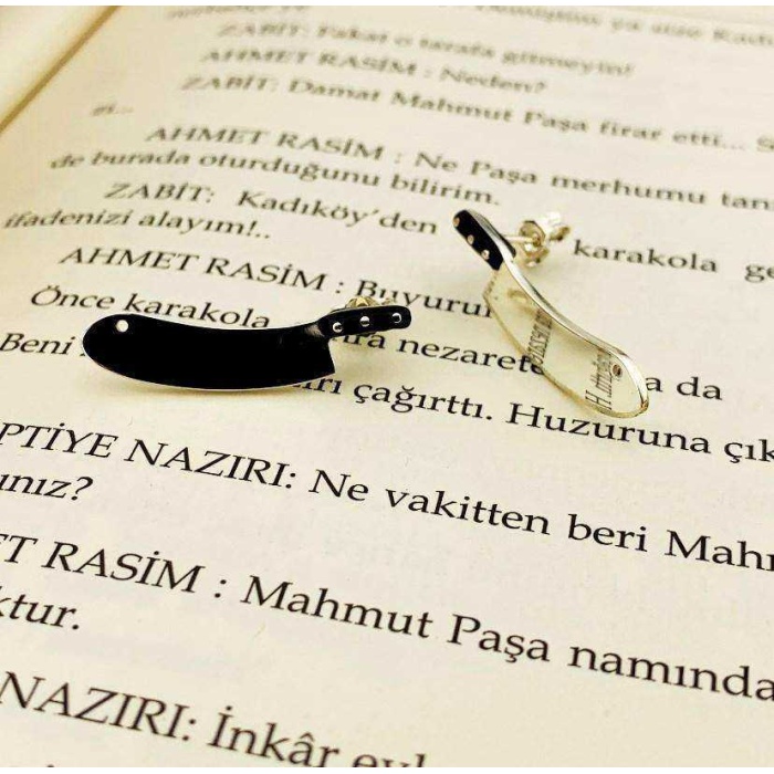 Gümüş Zırh Bıçak Çift Küpe (BG-KP-182)