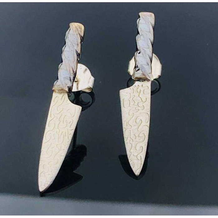 Gümüş Sarmal Burgulu Çift Bıçak Küpe (BG-KP-188)