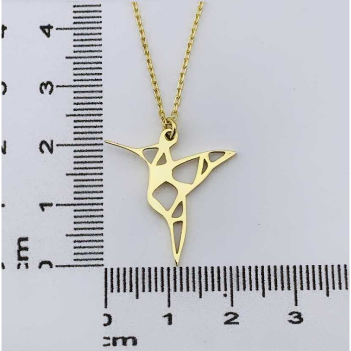 Gümüş Origami Sinek Kuşu Kolye (BG-KLY-740)