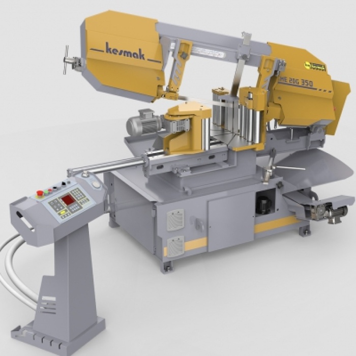KESMAK KME350DG AÇILI DÖNER GÖBEK SULU ÇAPAKSIZ ELEKTRONİK ŞERİT TESTERE MAKİNASI