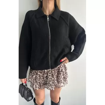 Kadın Lolita Kürk Mont SİYAH 24236