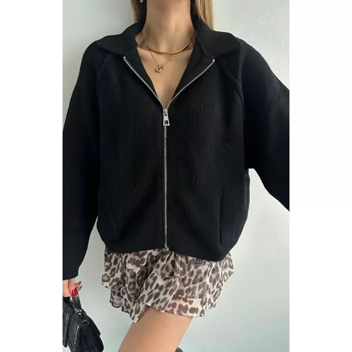 Kadın Lolita Kürk Mont SİYAH 24236