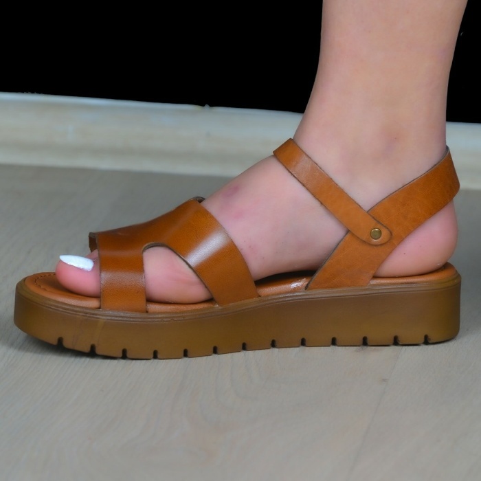 KADIN SANDALET HAKİKİ DERİ TABA RENK