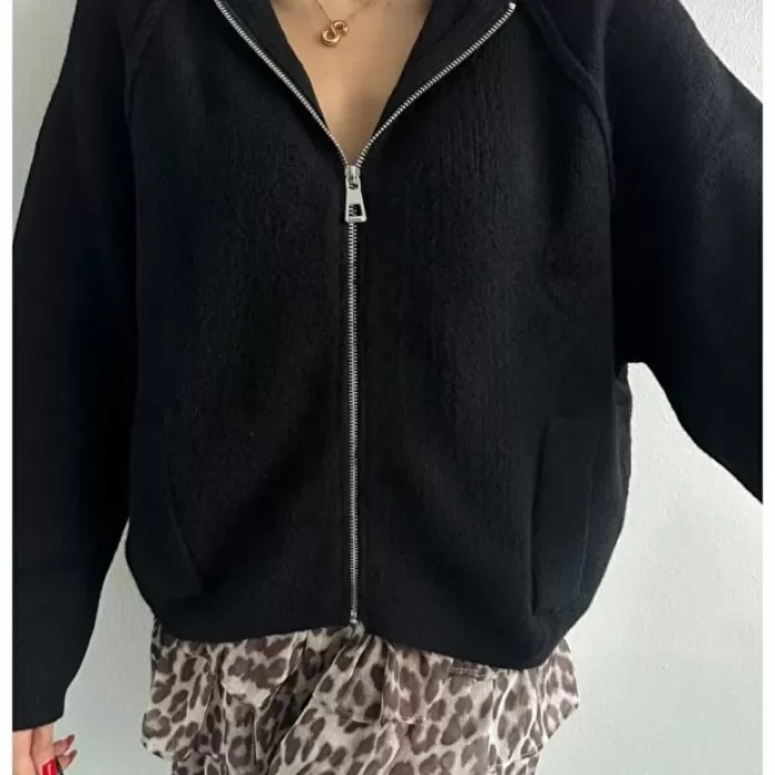 Kadın Lolita Kürk Mont SİYAH 24236