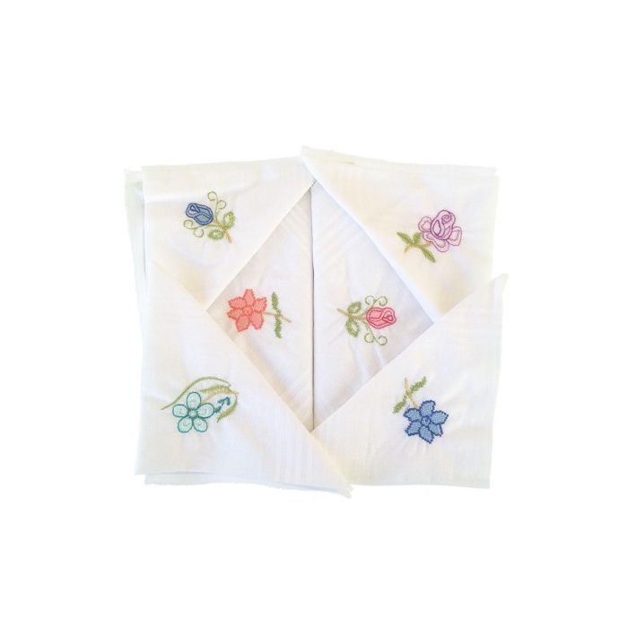 Hediyelik İşlemeli Bayan Mendili 12 Adet 28x28 cm %100 Pamuk