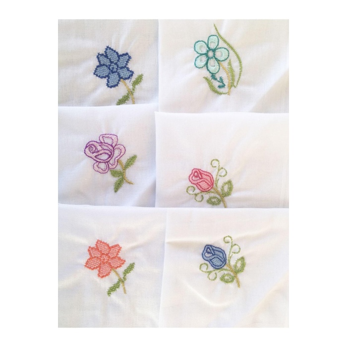 Hediyelik İşlemeli Bayan Mendili 12 Adet 28x28 cm %100 Pamuk