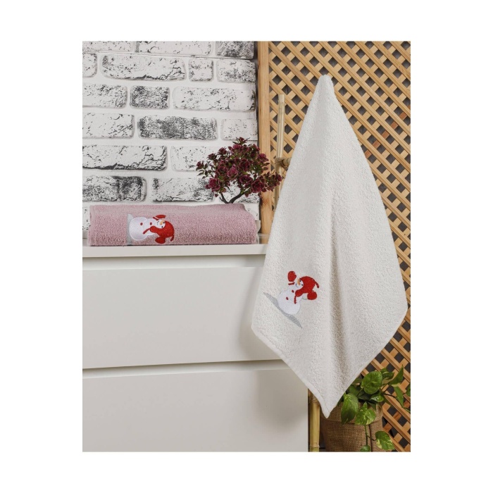 Banyo Havlusu Takımı Kardanadam Nakışlı