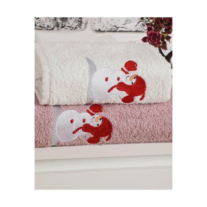 Banyo Havlusu Takımı Kardanadam Nakışlı