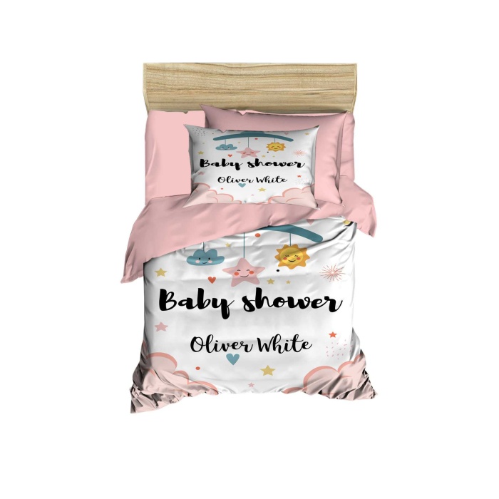 Yenidoğan Kız Bebek Nevresim Takımı %100 Pamuklu  Baby Shower White