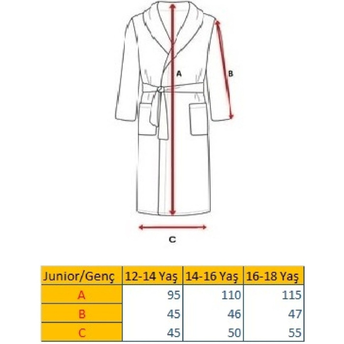 Genç Junior Kadife Kapüşonlu Bornoz %100 Pamuk