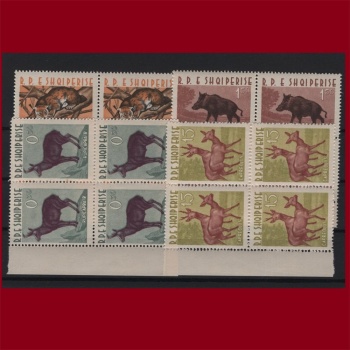 HAYVANLAR-1962 ARNAVUTLUK-DAMGASIZ MNH 4LÜ BLOK TAM SET-MICHEL KD: 100