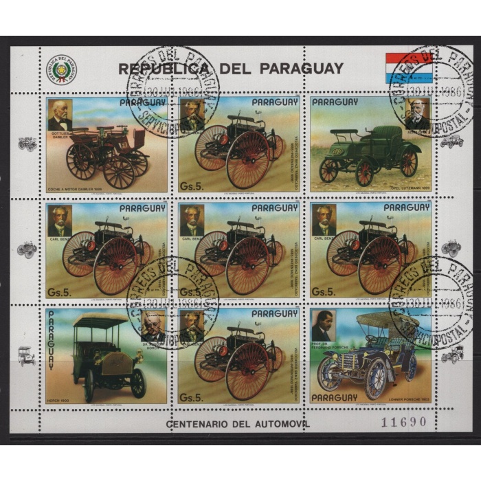 KLASİK OTOMOBİLLER-1986 PARAGUAY-DAMGALI/ CTO KLEINBOGEN