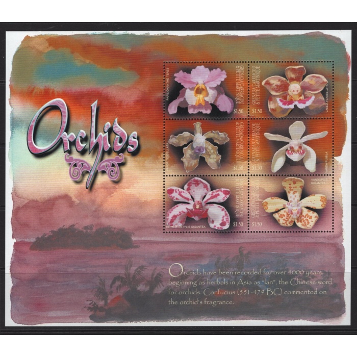 ÇİÇEKLER-ORKİDELER-2002 GRENADA/ PETITE MARTINIQUE-DAMGASIZ MNH BLOK